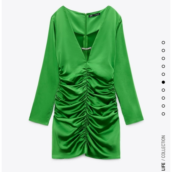 ZARA FEW ITEMS LEFT JEWEL TRIM DRAPED DRESS color green Bloggers favorite - Picture 9 of 12
